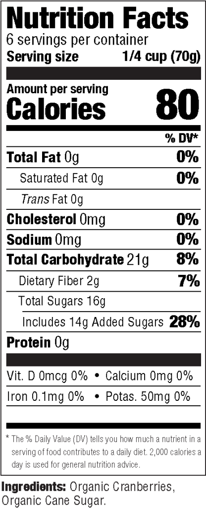 Cranberry Sauce nutrition info