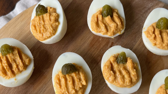 smokey pumpkin deviled eggs