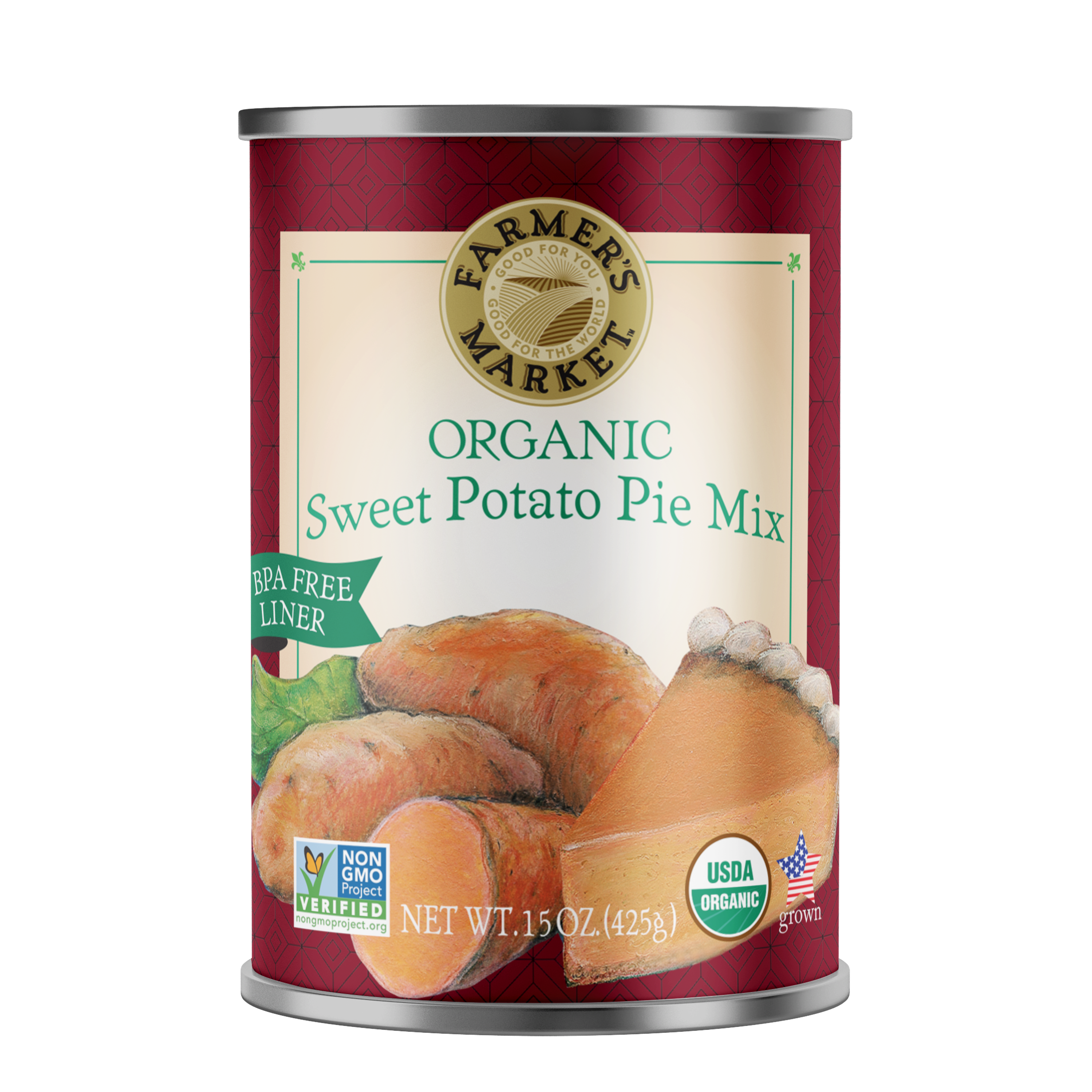 can of organic sweet potato pie mix
